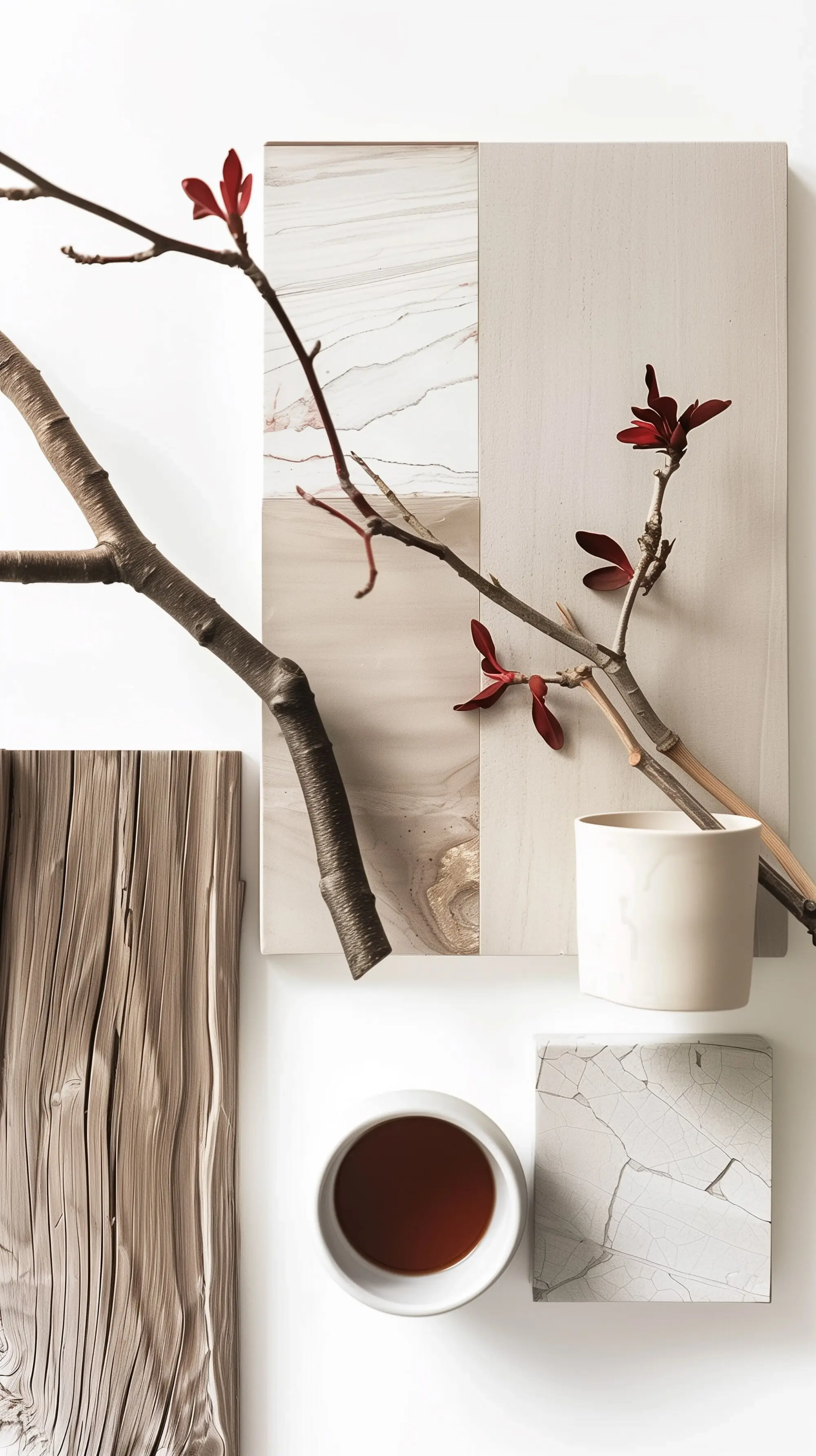 Eine optisch ansprechende Komposition, inspiriert von der Zen-Ästhetik, ideal für die Wohnraumdekoration und Meditation.